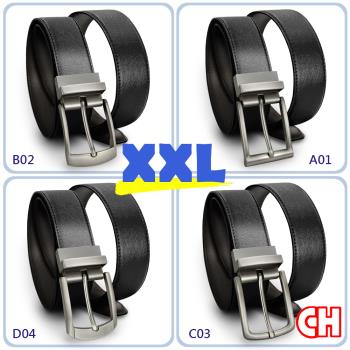 【CH-BELT 銓丞皮帶】加大尺碼 加長XXL 針扣夾座 男休閒皮帶腰帶(多款-黑XXL)