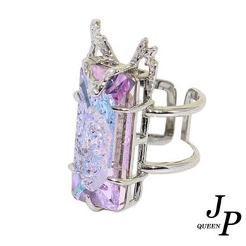 【Jpqueen】棉花糖紫水晶長鑽搶眼金屬風開口戒指(紫色)