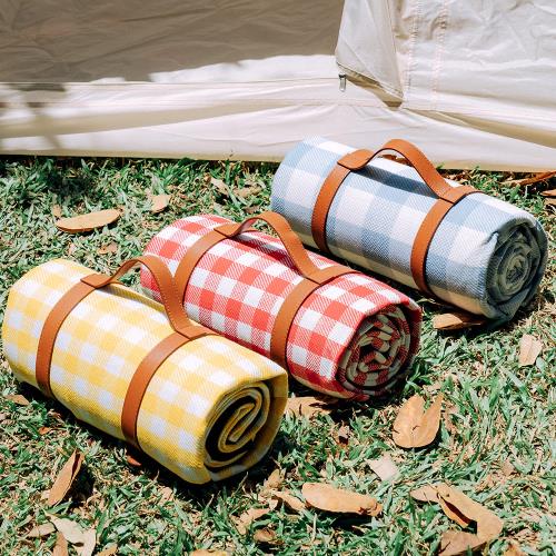 【樂嫚妮】 野餐墊 皮革綁帶野餐地墊-6色