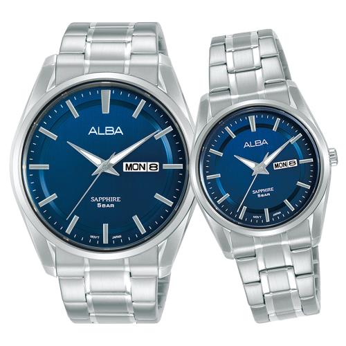 ALBA 雅柏 簡約時尚大三針對錶/藍 (VJ43-X042B+VJ23-X007B)