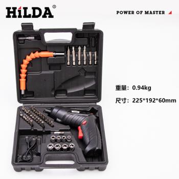 【HILDA】希爾達電動工具 4.8V 電動螺絲起子附有46件套裝組黑色HL48-BB