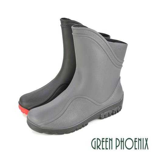 GREEN PHOENIX 斜口吸震減壓防水中筒雨靴雨鞋(男鞋)U38-10828
