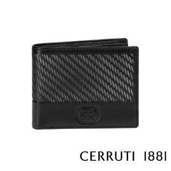 【Cerruti 1881】頂級義大利小牛皮 6卡男用短夾 AM系列 黑色 (CEPU05554M)