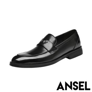 【ANSEL】皮鞋 低跟皮鞋/真皮頭層牛皮時尚商務百搭低跟小皮鞋 -男鞋 A款光面