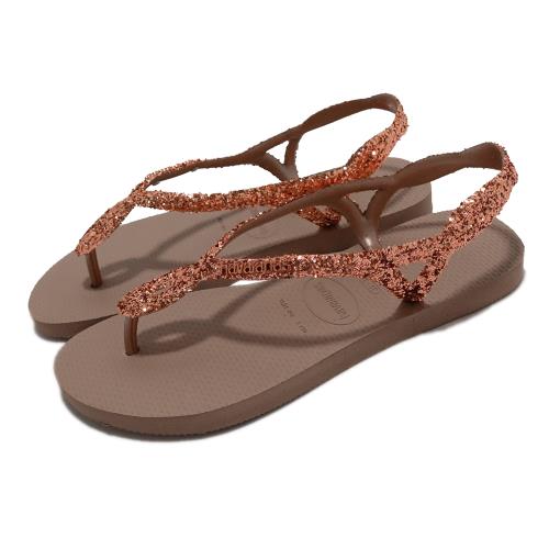 Havaianas 涼拖鞋 Luna Premium II 女鞋 玫瑰粉 亮片 麻花 扣帶 夾腳 涼鞋 41470093581W [ACS 跨運動]