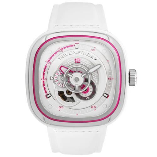 SEVENFRIDAY P系列自動上鍊機械錶 桃粉紅- Beach Club 夏季限定款/47mm (P3C/12)