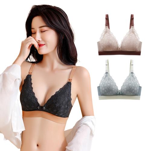 Colorland-無鋼圈蠶絲哺乳內衣 蕾絲集中款孕婦內衣