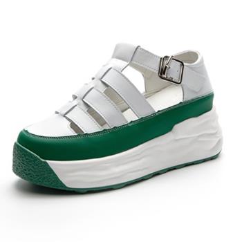 【Taroko】日系羅馬鏤空包頭厚底涼鞋(2色可選)