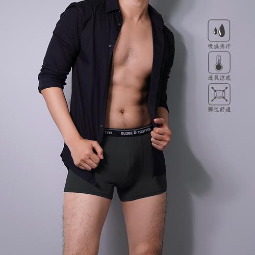【遊遍天下】MIT台灣製男款彈性透氣涼感內褲 四角褲 GP3001黑色(無痕內褲 平口內褲 L-XL 吸濕排汗)