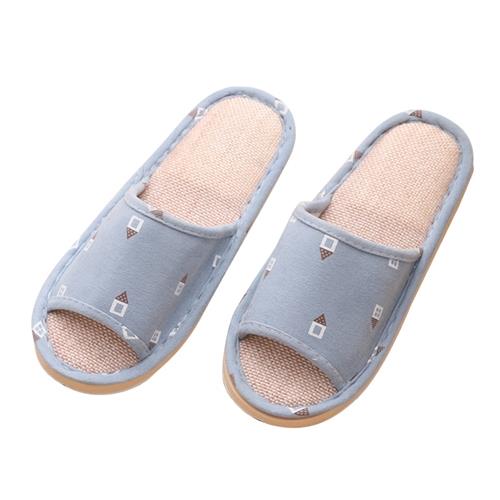 日系棉麻優雅甜美室內拖鞋-藍色(27-28cm)【愛買】