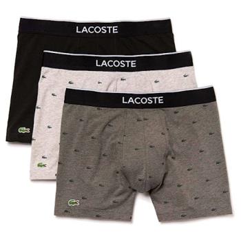 Lacoste 2022男時尚合身黑雙灰色四角修飾內著混搭3件組