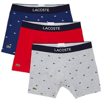 Lacoste 2022男時尚合身藍紅灰色四角修飾內著混搭3件組
