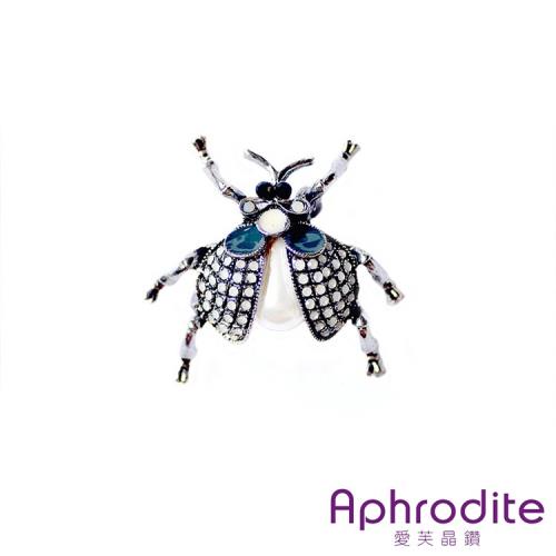 【愛芙晶鑽】手工彩釉可愛珍珠美鑽昆蟲造型胸針 造型胸針 美鑽胸針 珍珠胸針 