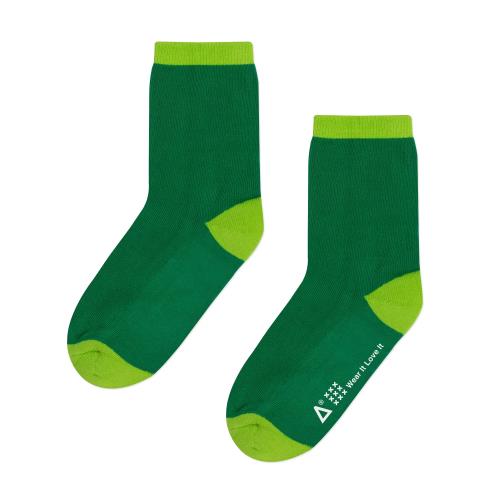 WARX除臭襪 玩色拼接中筒童襪-綠