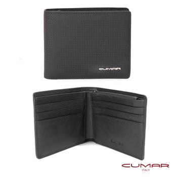 【CUMAR】真皮牛皮-CARBON FIBER 系列-零錢袋短夾-黑色