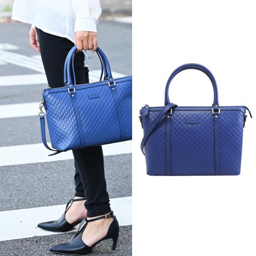GUCCI 449656 Guccissima 經典雙G壓紋牛皮兩用包.寶藍