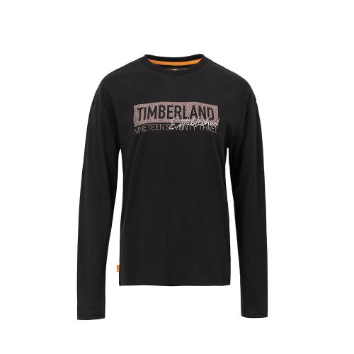 Timberland 女款黑色Logo有機棉長袖上衣A5X9S001