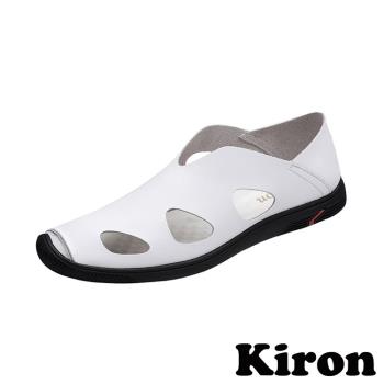 【Kiron】休閒鞋 包頭休閒鞋/護趾機能包頭縷空兩穿法舒適休閒鞋 -男鞋 白