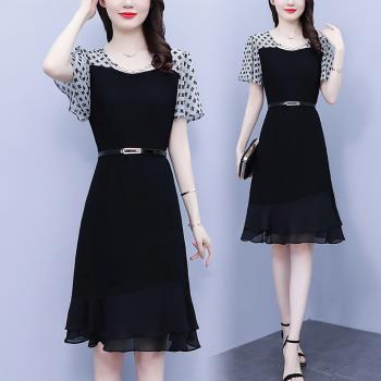麗質達人 - 2585黑色假二件洋裝