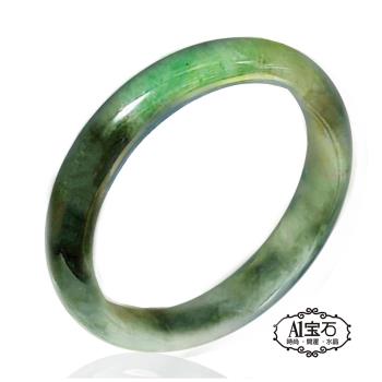 【A1 寶石】天然緬甸A貨-冰種綠烏雞翡翠手鐲(手圍59.3mm-附證書)