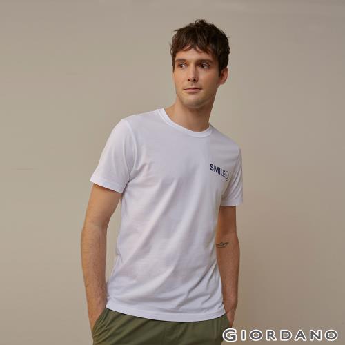 GIORDANO 男裝個性風格印花T恤 (21 標誌白)