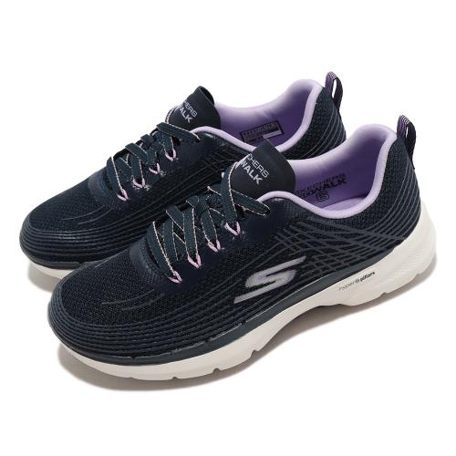 Skechers 健走鞋 Go Walk 6 女鞋 深藍色 紫 機能 健行 支撐 透氣鞋墊 124554NVLV [ACS 跨運動]