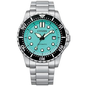 CITIZEN星辰 運動風湖水綠機械腕錶 NJ0170-83X