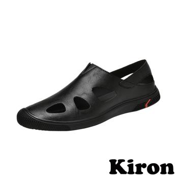 【Kiron】休閒鞋 機能休閒鞋/護趾機能縷空挖口百搭透氣休閒鞋-男鞋 黑