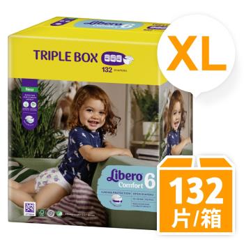 麗貝樂 Comfort量販包裝彩箱款-紙尿褲 6號-XL (44片x3包/箱購)