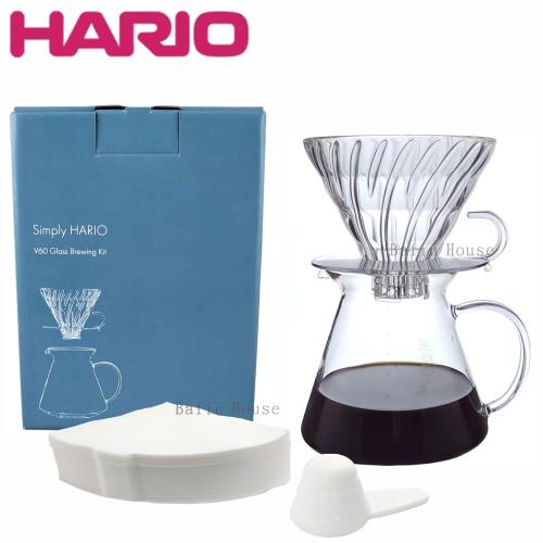 【HARIO】SIMPLY V60清透玻璃手沖咖啡禮盒組(S-VGBK-02-T)
