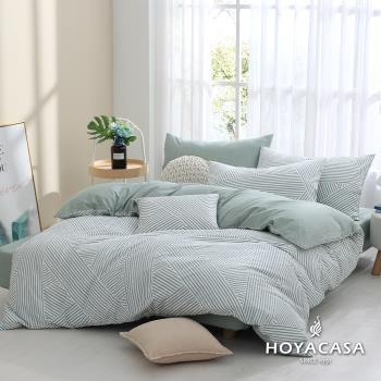 HOYACASA 雙人精梳棉兩用被床包四件組(天絲入棉30%)-陽光清晨