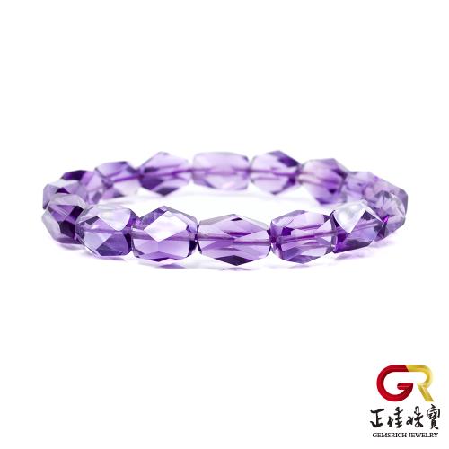 【正佳珠寶】紫水晶 冰翠鑽石紫水晶 紫水晶角度手珠｜日本彈力繩