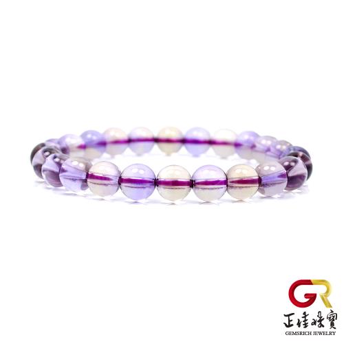 【正佳珠寶】紫黃晶 頂級冰質雙色紫黃晶 8mm 紫黃晶手珠                 