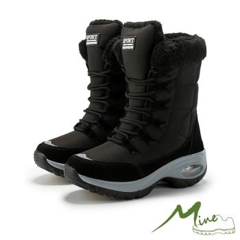 【MINE】雪靴 機能雪靴/防潑水機能保暖防寒運動風時尚造型雪靴 黑