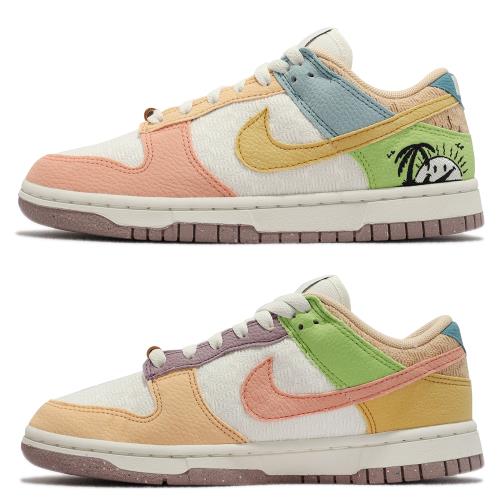 Nike 休閒鞋Wmns Dunk Low SE 女鞋彩色馬卡龍鴛鴦太陽椰子樹手繪DQ0265