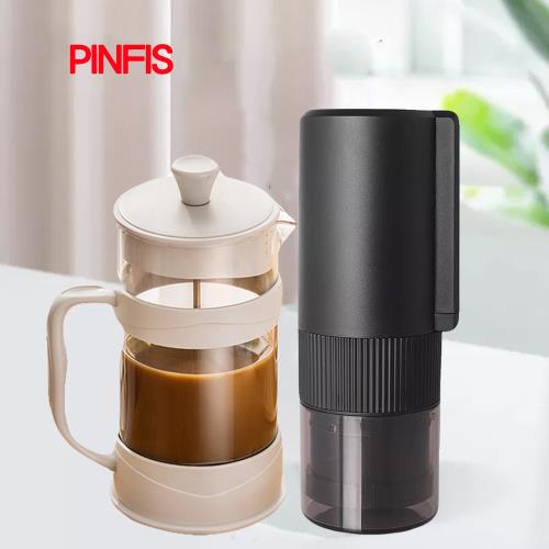 【品菲特PINFIS】曜黑電動咖啡磨豆機 研磨機-經典法壓壺組