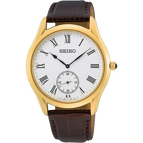 SEIKO 精工 CS系列復古羅馬經典男錶/金/39mm(6G28-01A0G/SRK050P1)SK003