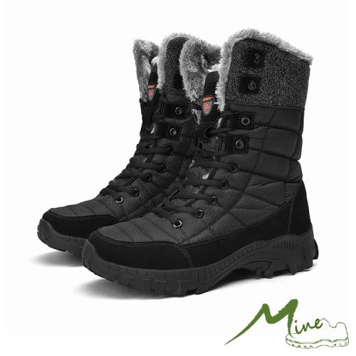【MINE】雪靴 休閒雪靴兩穿法設計保暖機能戶外休閒雪靴 - 男鞋 黑