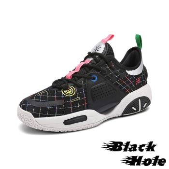 【BLACK HOLE】籃球鞋 運動籃球鞋/超彈力潮流圖騰拼接個性運動籃球鞋- 男鞋 黑