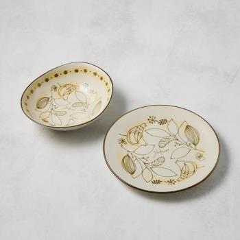 有種創意 - 日本美濃燒 - 芬蘭花紋碗盤組(2件式) - 兩款任選