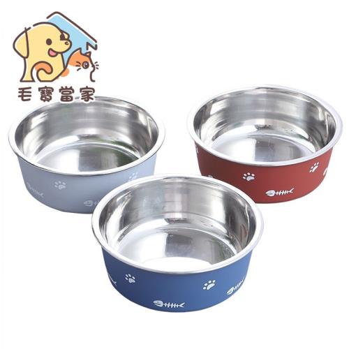 (毛寶當家)北歐風不鏽鋼單碗S號  不鏽鋼腳印碗 狗碗 貓碗 寵物碗