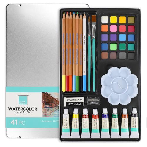 美國COLOUR BLOCK 41PCS水彩居家寫生套組