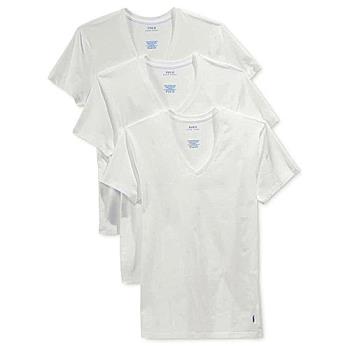 【Ralph Lauren】2022男時尚馬球白色短袖V領內衣3件組