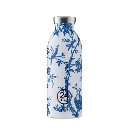 【義大利 24Bottles】不鏽鋼雙層保溫瓶 500ml-純淨藍白瓷