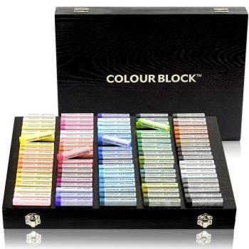 美國COLOUR BLOCK 100PCS質感木盒粉彩繪畫組