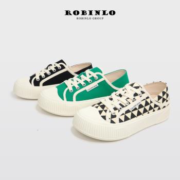 Robinlo潮流指標帆布厚底2Way餅乾鞋AHERN-時尚幾何/潮流黑/動感綠