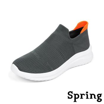【SPRING】運動鞋 休閒運動鞋 /超輕量撞色飛織襪套設計休閒運動鞋 灰