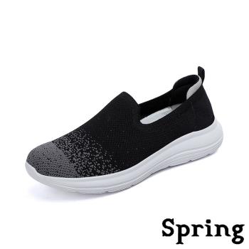【SPRING】休閒鞋 厚底休閒鞋 /水沫飛織護跟設計舒適厚底休閒鞋 黑
