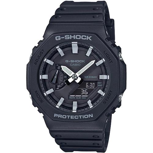 CASIO G-SHOCK 極簡風格八角造型計時錶/黑/GA-2100-1A