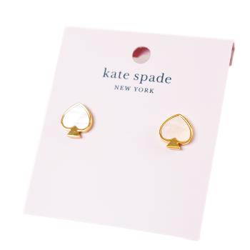 KATE SPADE 珍珠母貝愛心耳環-金色